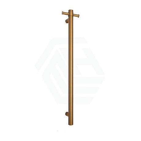 G#1(Gold) Thermogroup 12V 900Mm Brushed Gold Straight Round Vertical Single Heated Towel Rail Rails