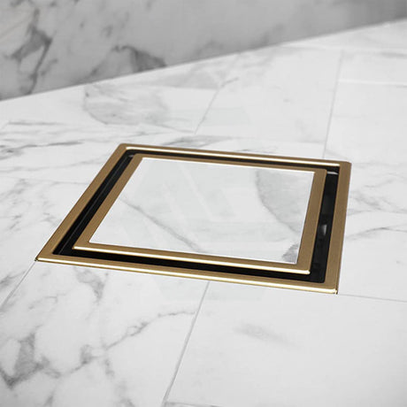 Floor Waste Drain Brass Smart Tile Insert Matt Gold