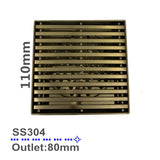 Linear Floor Waste Drain Stainless Steel Brushed Yellow Gold