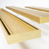 300-3900Mm Lauxes Shower Grate Drain Aluminium Matte Gold Slimline Tile Insert Indoor Outdoor