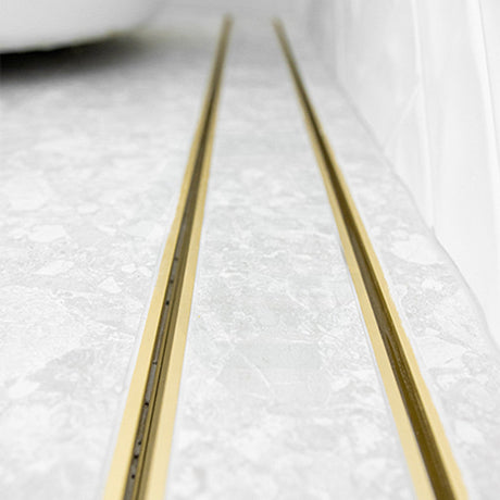 300-3900Mm Lauxes Shower Grate Drain Aluminium Matte Gold Slimline Tile Insert Indoor Outdoor