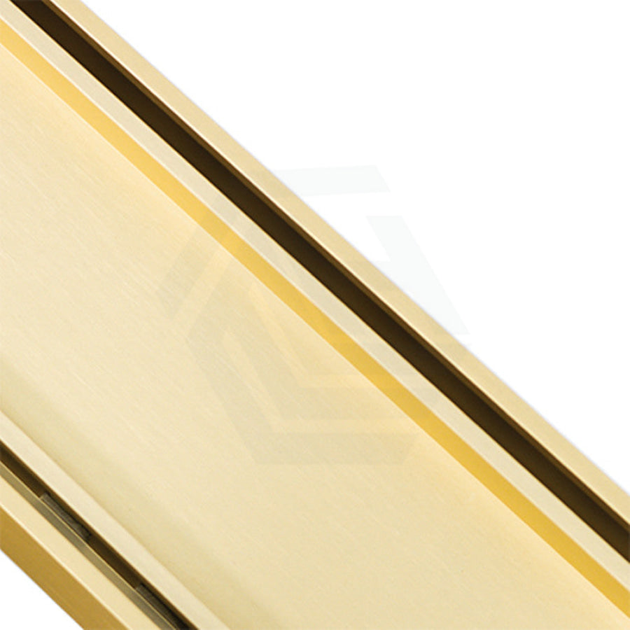 300-3900Mm Lauxes Shower Grate Drain Aluminium Matte Gold Slimline Tile Insert Indoor Outdoor