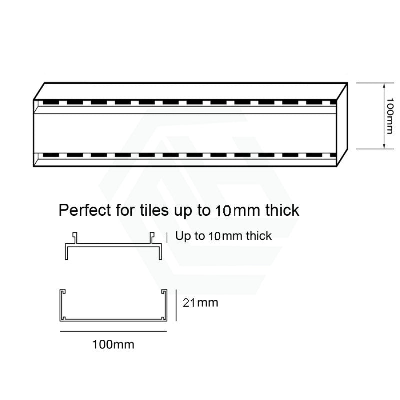 300-2000X100X21Mm Lauxes Aluminium Slimline Tile Insert Shower Pool Drain Midnight Black 300Mm