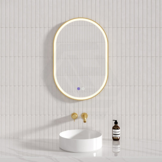 G#2(Gold) 600/900/1200Mm Oval Gold Framed Led Mirror Touch Sensor Horizontal/Vertical Installation