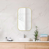 G#2(Gold) 450/600Mm Brushed Gold Aluminum Framed Rounded Rectangle Bathroom Wall Mirror Vertical Or