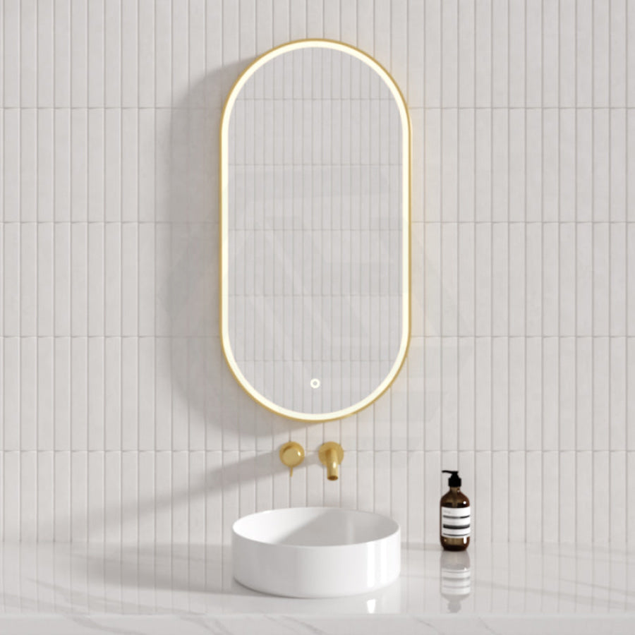 G#2(Gold) 450X900Mm Metro Led Mirror Oval Gold Framed Touch Sensor Front Light For Bathroom Mirrors