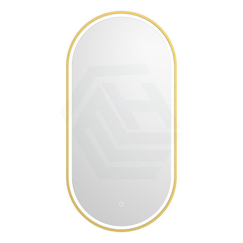 500x900mm Metro LED Mirror Oval Gold Framed Touch Sensor Front Light for Bathroom