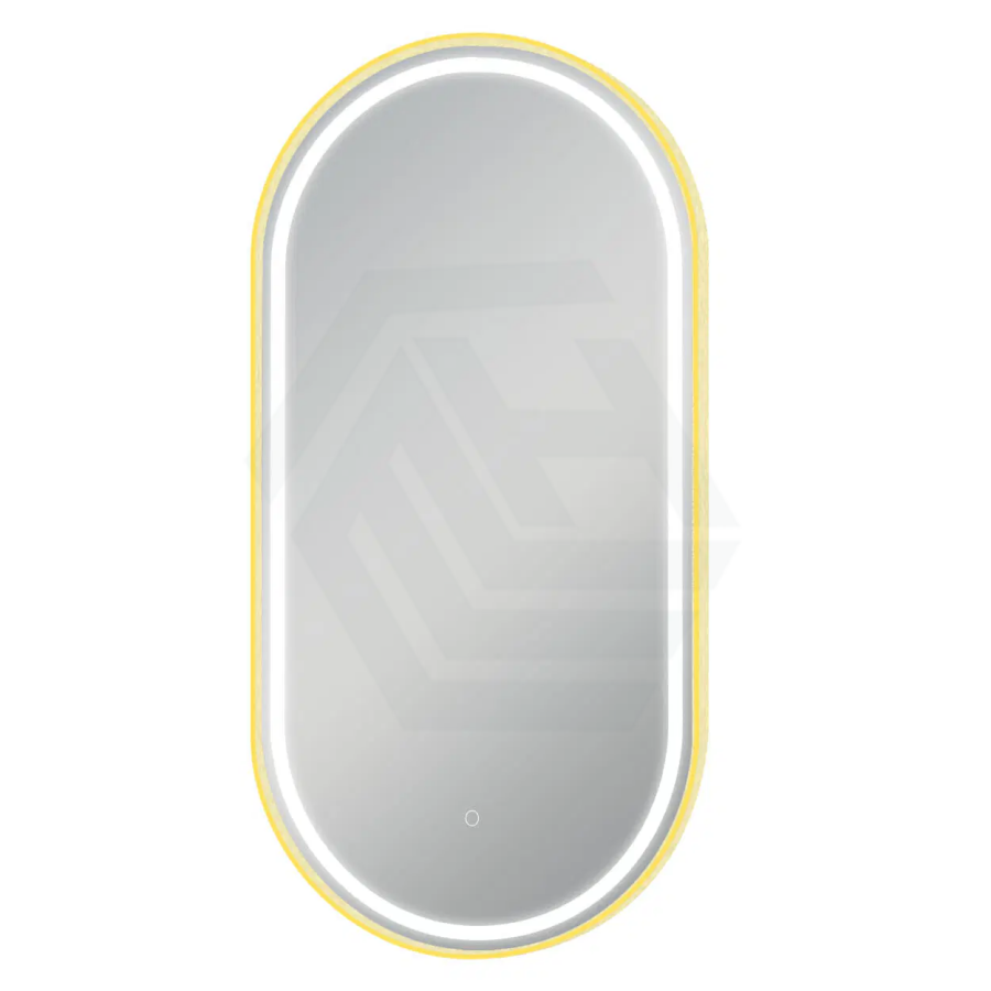 G#2(Gold) 500X1000Mm Led Mirror Oval Brushed Gold Framed Defogger Pad Led Mirrors