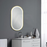 G#2(Gold) 500X1000Mm Led Mirror Oval Brushed Gold Framed Defogger Pad Led Mirrors