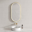 G#2(Gold) 500X1000Mm Led Mirror Oval Frontlit Brushed Gold Framed Defogger Pad Led Mirrors