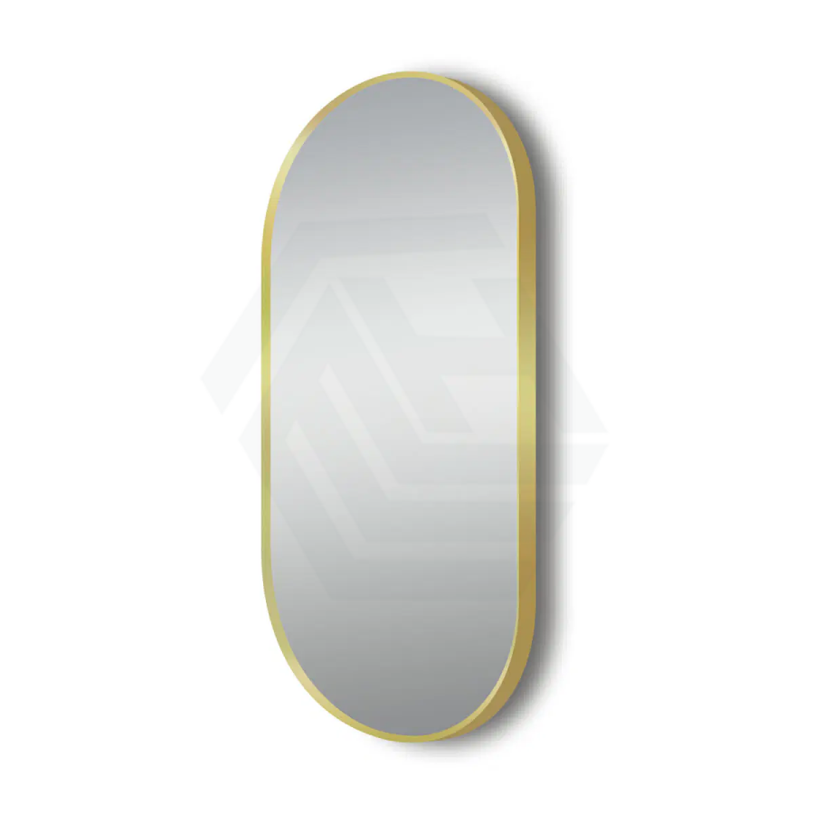 G#2(Gold) 500X1000Mm Matt Brushed Gold Aluminum Framed Oval Wall Mirror Mirrors