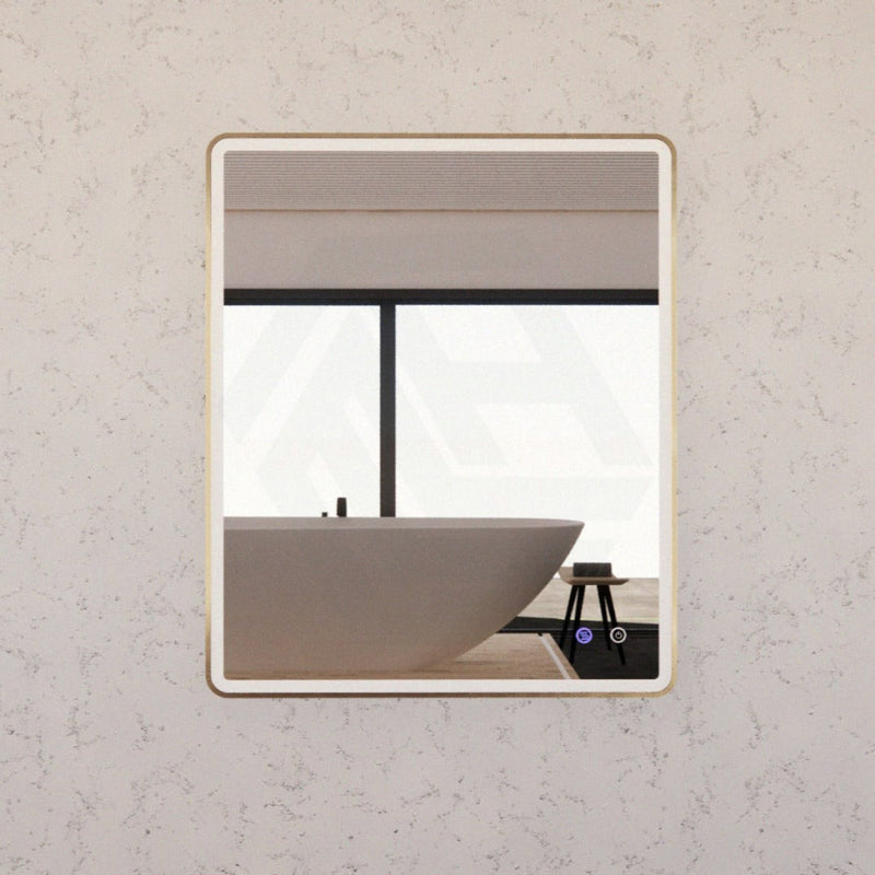 750/800/900/1200Mm Rectangle Gold Framed Led Mirror Touch Sensor Horizontal/Vertical Installation