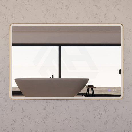 750/800/900/1200Mm Rectangle Gold Framed Led Mirror Touch Sensor Horizontal/Vertical Installation