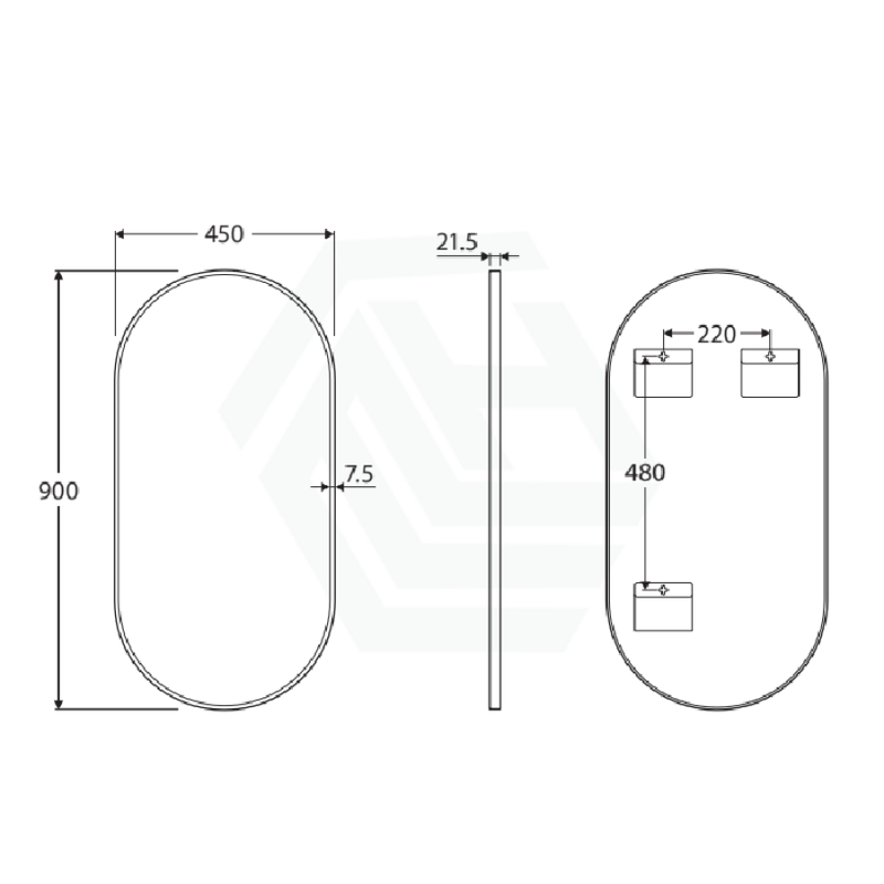 Fienza 450/600mm Urban Brass Framed Oval Wall Mirror