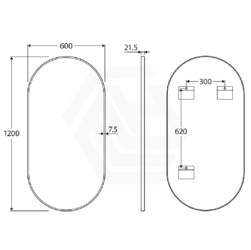 Fienza 450/600mm Urban Brass Framed Oval Wall Mirror