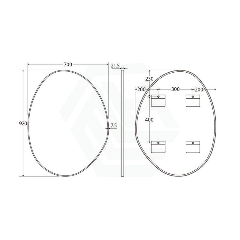 Fienza 700/900/1200Mm Pebble Matt White Asymmetrical Special Shape Framed Wall Mirror 700X920Mm