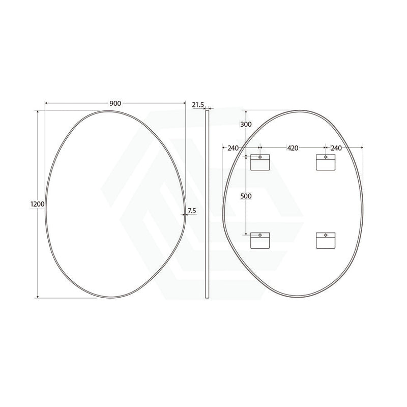 Fienza 700/900/1200Mm Pebble Matt White Asymmetrical Special Shape Framed Wall Mirror 900X1200Mm