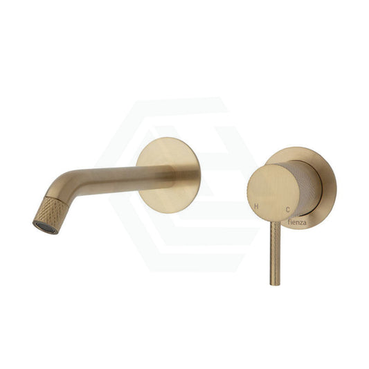 G#2(Gold) Fienza Axle Urban Brass Wall Basin Bath Mixer Set Small Round Plates Bath/Basin Tap Sets