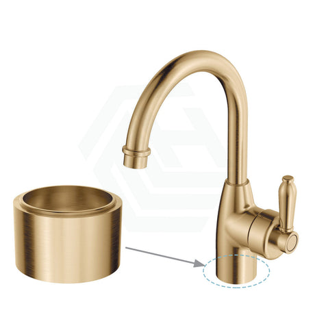 G#2(Gold) Fienza Eleanor Gooseneck Basin Mixer Urban Brass / Brushed Gold Short Mixers