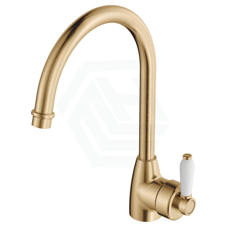 G#2(Gold) Fienza Eleanor Gooseneck Sink Mixer Urban Brass/Multi-Colour White Ceramic Swivel Mixers