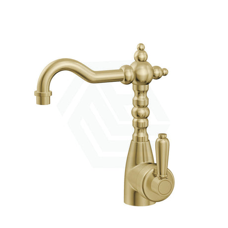 G#2(Gold) Fienza Eleanor Shepherds Crook Basin Mixer Multi-Colour Brushed Gold Short Mixers