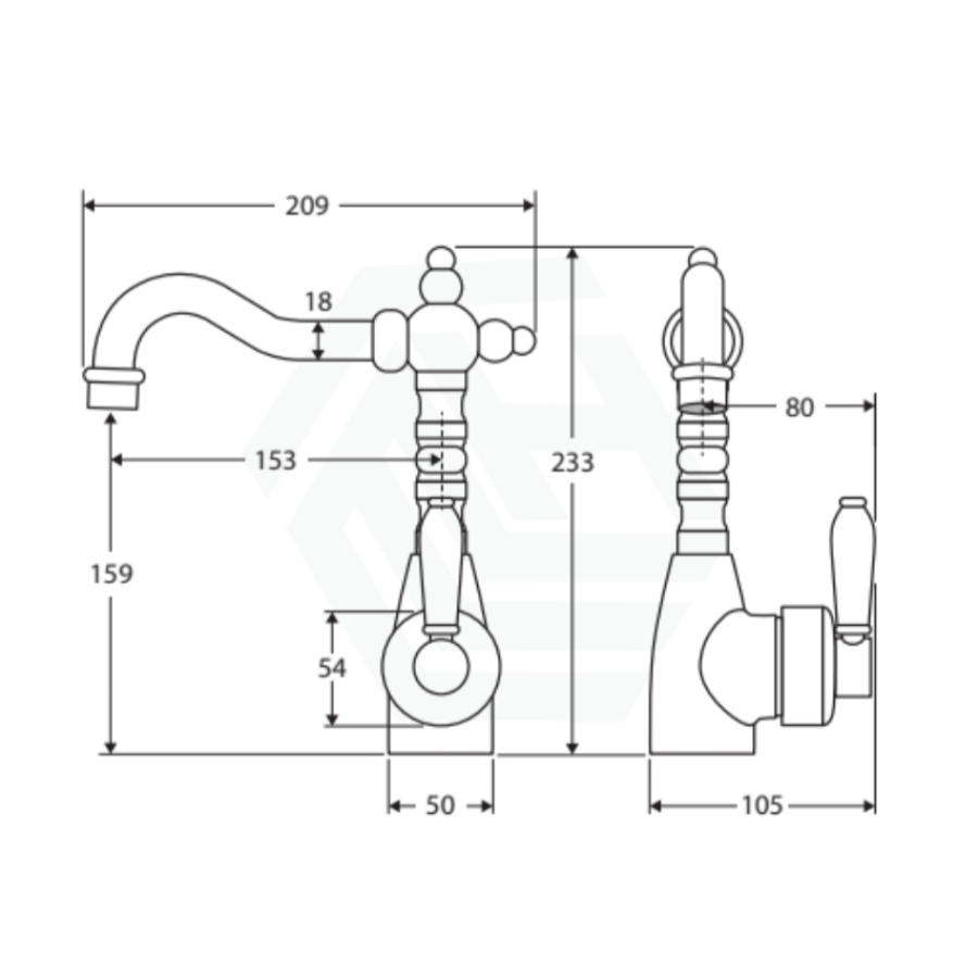 G#2(Gold) Fienza Eleanor Shepherds Crook Basin Mixer Urban Brass / Brushed Gold Short Mixers