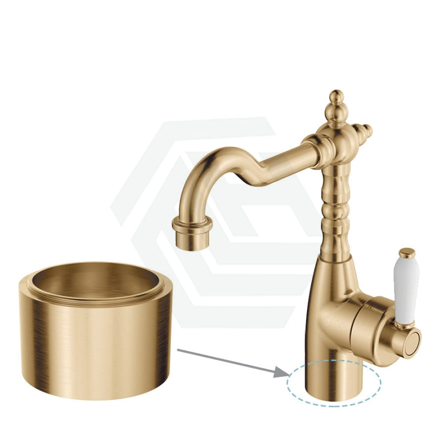 G#2(Gold) Fienza Eleanor Shepherds Crook Basin Mixer Multi-Colour White Ceramic / 30Mm Base Riser