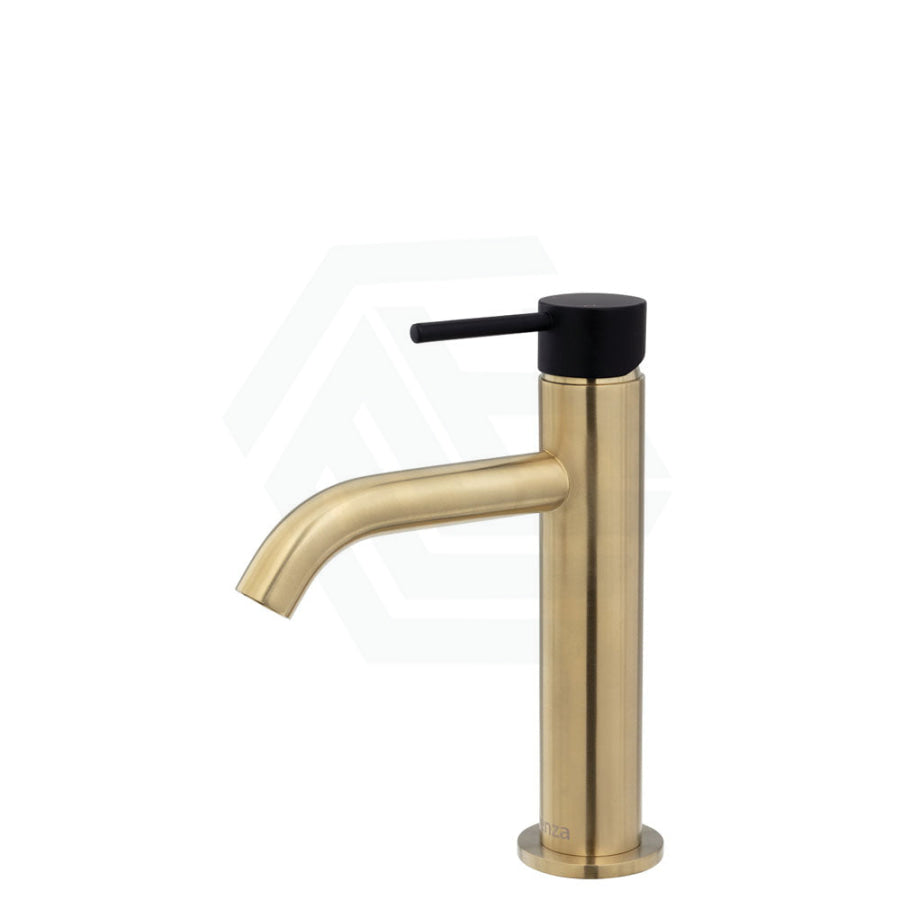 G#2(Gold) Fienza Kaya Curved Basin Mixer Multi-Colour Matt Black Brushed Gold Short Mixers