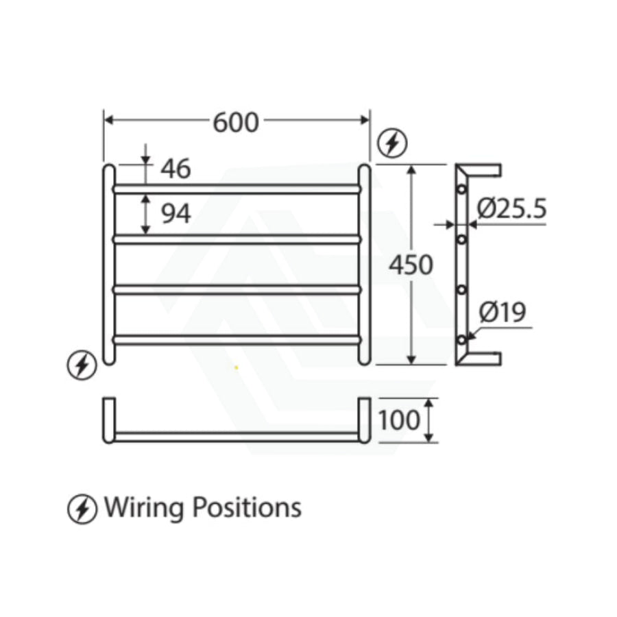 G#2(Gold) Fienza Kaya Heated Towel Rail 600Mm 4/6/9 Bars Rails