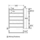 G#2(Gold) Fienza Kaya Heated Towel Rail 600Mm 4/6/9 Bars Rails