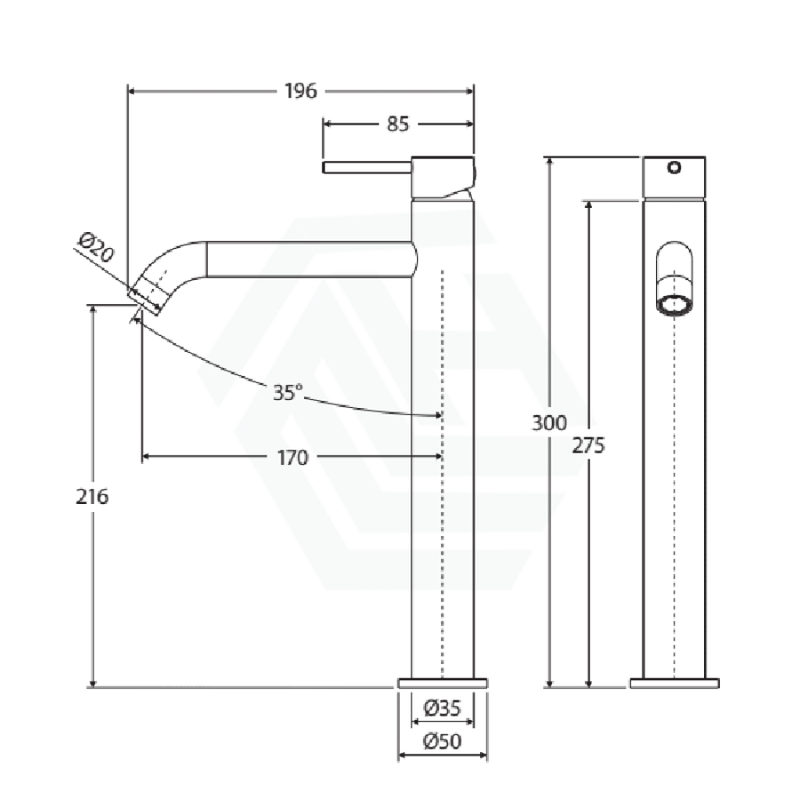 Fienza Kaya Tall Basin Mixer Urban Brass Mixers