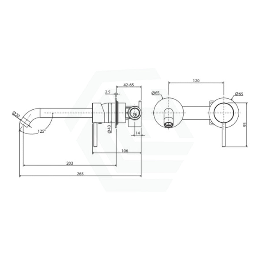 G#2(Gold) Fienza Kaya Urban Brass Basin/Bath Wall Mixer Dress Kit Only Round Plates 200Mm Outlet Tap