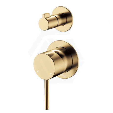 G#2(Gold) Fienza Kaya Urban Brass Wall Diverter Mixer Dress Kit Small Round Plates Brushed Gold