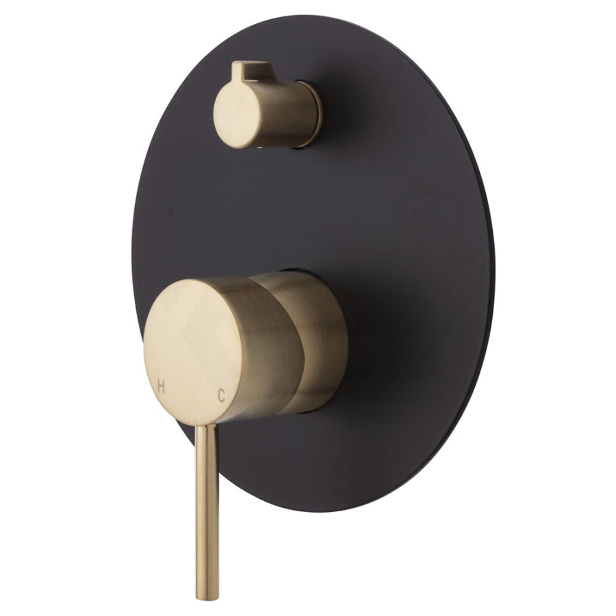 G#2(Gold) Fienza Kaya Wall Diverter Mixer Brushed Gold Large Plate Multi-Colour Matt Black Mixers