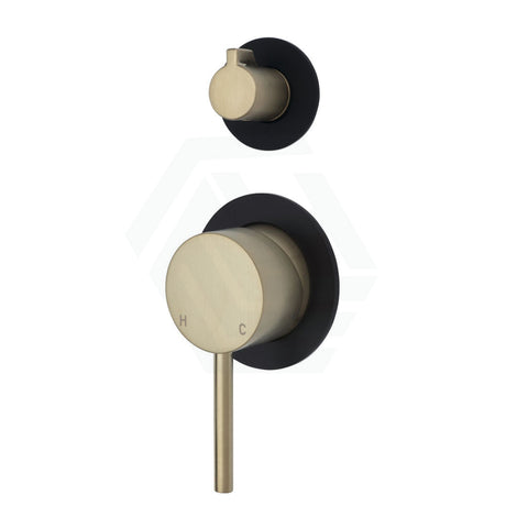 G#2(Gold) Fienza Kaya Wall Diverter Mixer Brushed Gold Small Round Plates Multi-Colour Matt Black