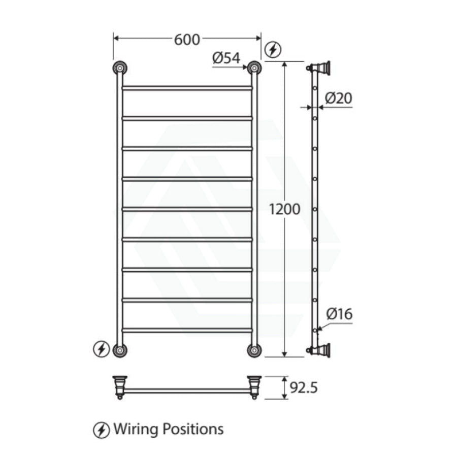 G#2(Gold) Fienza Lillian Heated Towel Rail 600Mm 4/6/9 Bars Rails