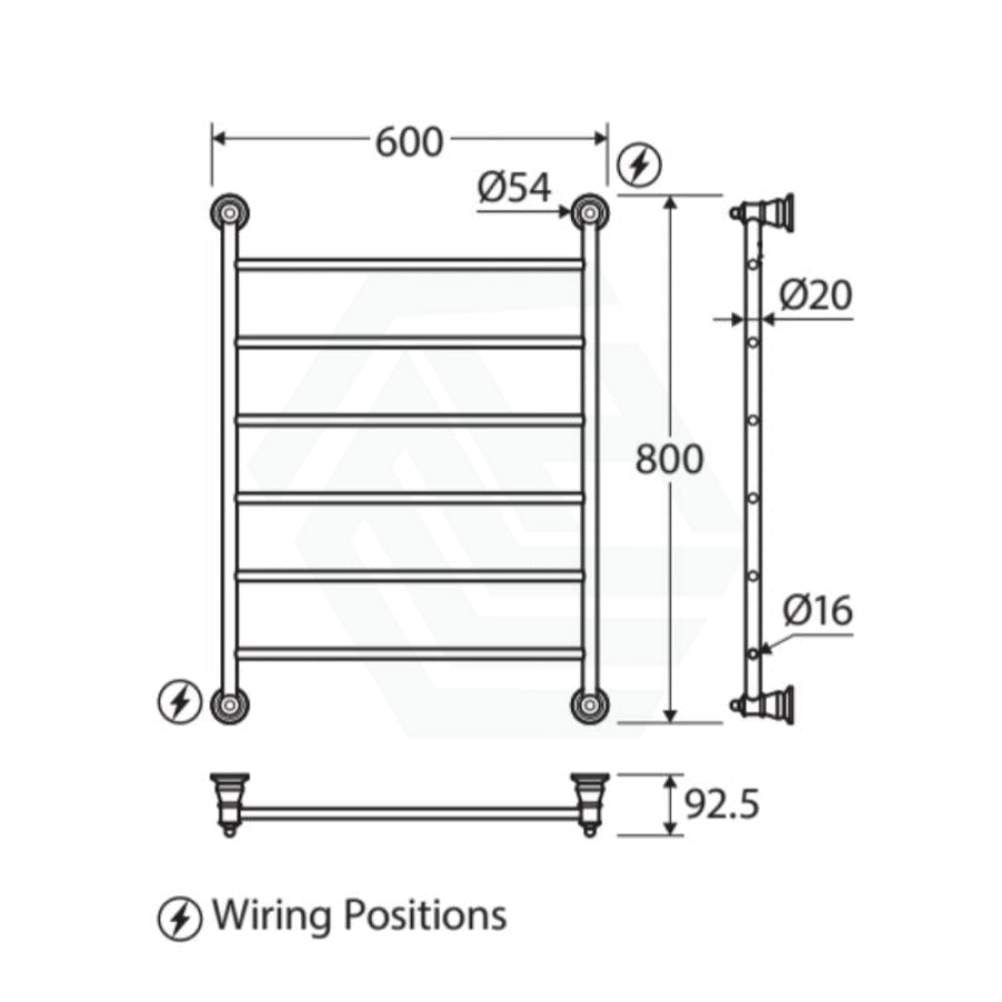 G#2(Gold) Fienza Lillian Heated Towel Rail 600Mm 4/6/9 Bars Rails