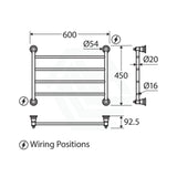 G#2(Gold) Fienza Lillian Heated Towel Rail 600Mm 4/6/9 Bars Rails