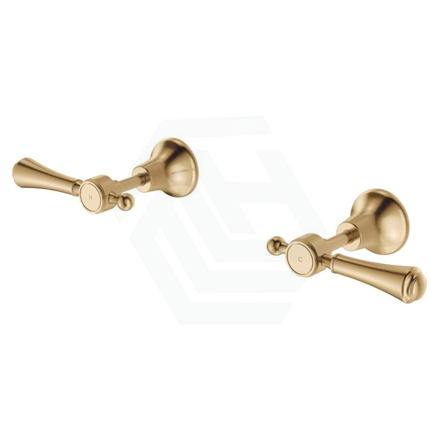 G#2(Gold) Fienza Lillian Lever Wall Top Assemblies Urban Brass/Ceramic White Handle Brass