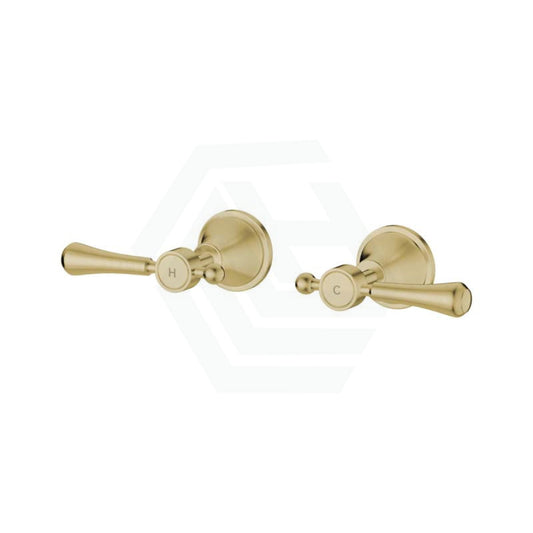 G#2(Gold) Fienza Lillian Lever Wall Top Assemblies Urban Brass/Ceramic White Handle