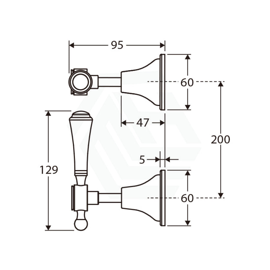 G#2(Gold) Fienza Lillian Lever Wall Top Assemblies Urban Brass/Ceramic White Handle