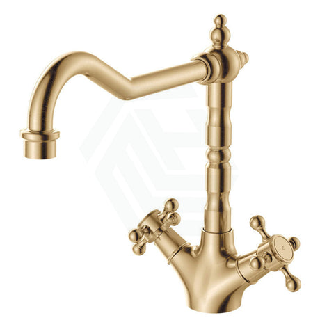 G#2(Gold) Fienza Lillian Shepherds Crook Sink Mixer Urban Brass Swivel Mixers