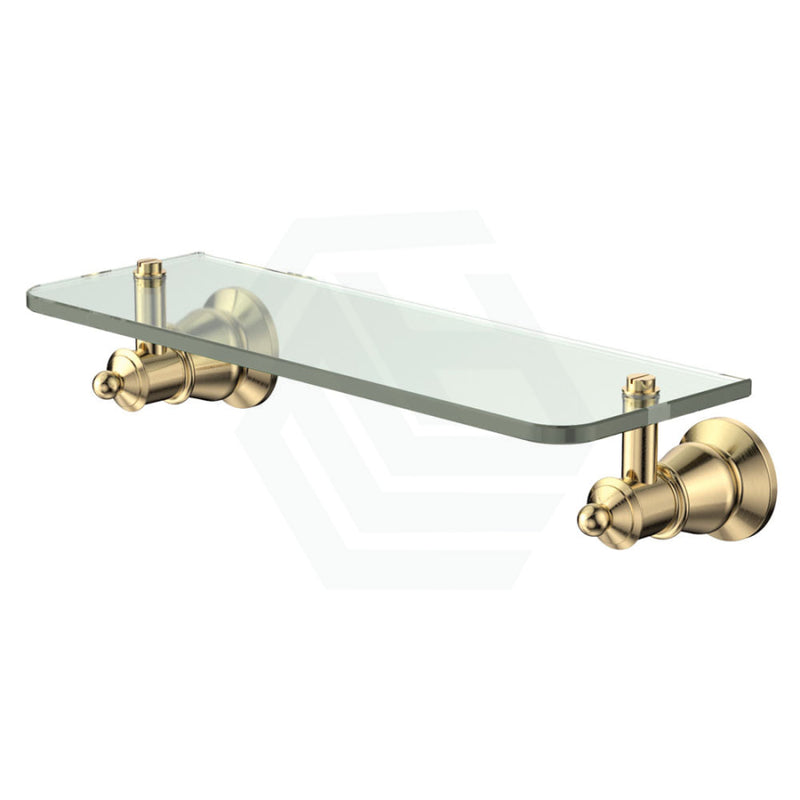 Fienza Lillian Urban Brass Glass Shelf Back To Wall Bathroom Shelves