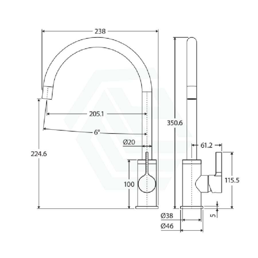 Fienza Sansa Brushed Nickel Sink Mixer 360 Swivel Solid Brass