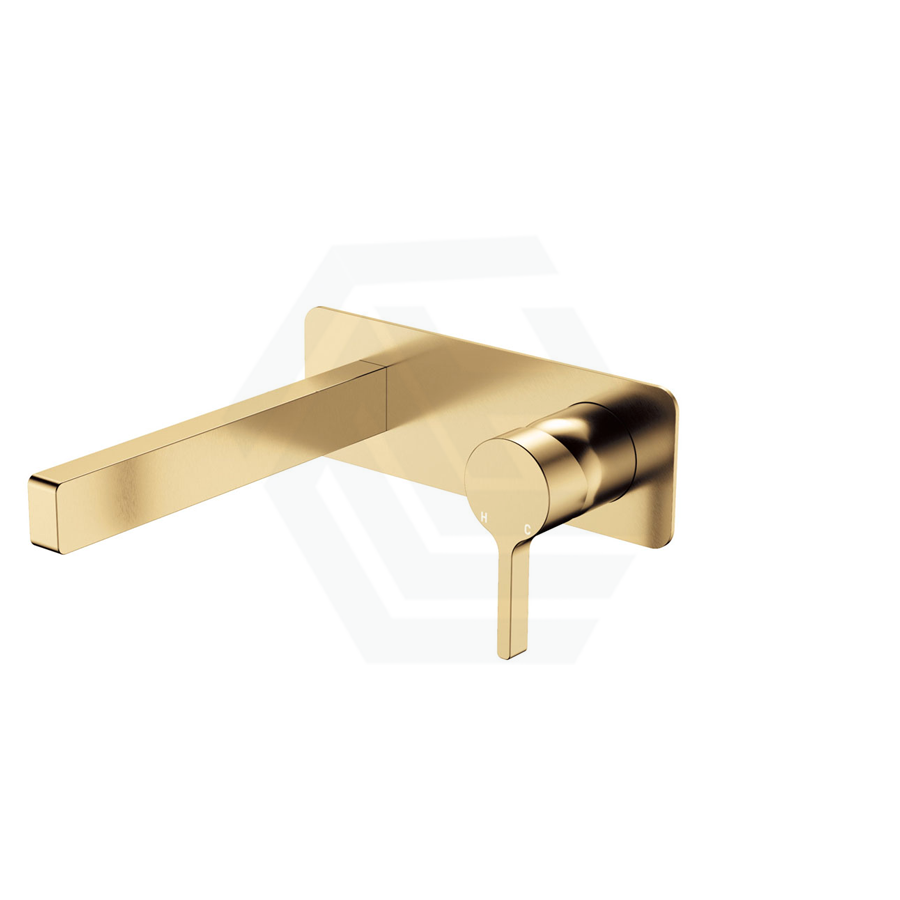 G#2(Gold) Fienza Sansa Urban Brass Wall Basin Mixer Dress Kit Only Rectangular Plate