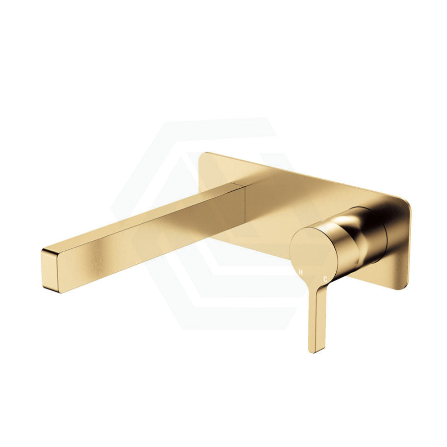 G#2(Gold) Fienza Sansa Urban Brass Wall Basin Mixer Set Brushed Gold Mixers With Spout