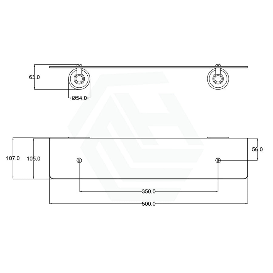 500Mm Clasico Chrome Glass Shelf Brass Back To Wall Bathroom Shelves