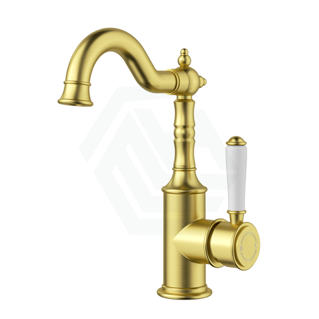 G#9(Gold) Ikon Clasico Brushed Gold Solid Brass Basin Mixer For Vanity And Sink Brass/Ceramic Handle