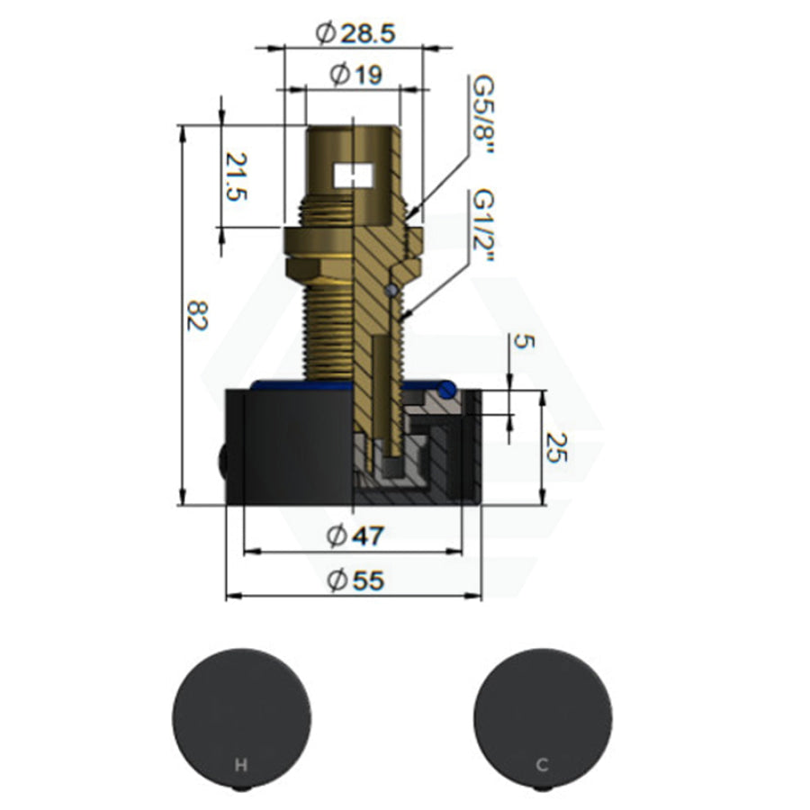 Meir Circular Wall Taps Quarter Turn Tiger Bronze Top Assemblies