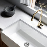 Meir Round Gooseneck 360¡ã Swivel Kitchen Mixer Tap With Pinless Handle Pvd Tiger Bronze Sink Mixers